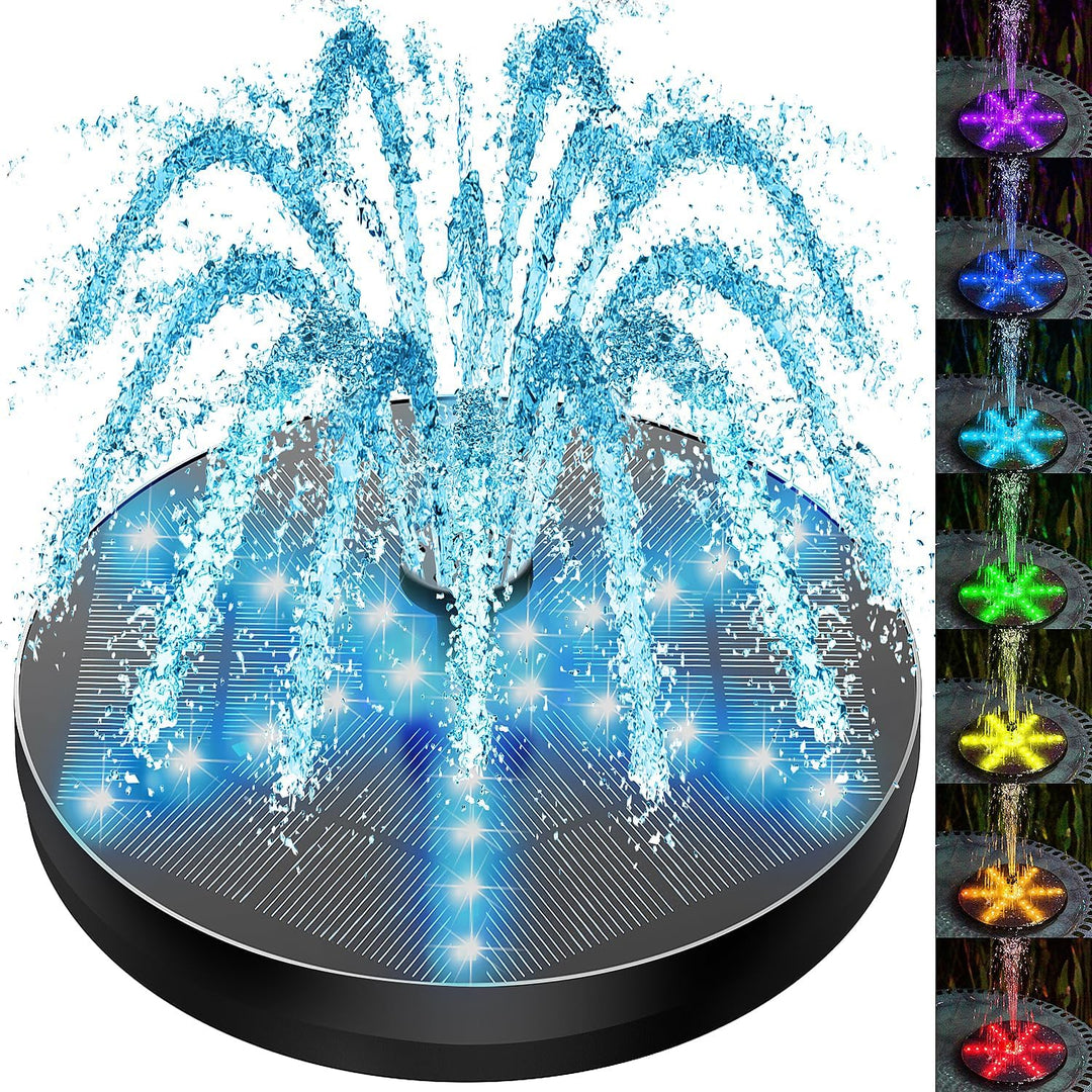 SZMP Solar Springbrunnen für Draussen 2024 Upgraded,4W LED-Lichtern Teichpumpe Solar mit 8 Sprüh Eff