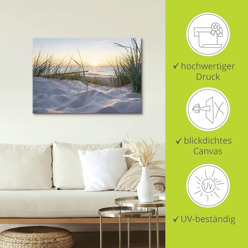 ARTland Leinwandbilder Wandbild Bild Leinwand 100x70 cm Strand Küste Ostsee Dünen Meer Landschaft Na