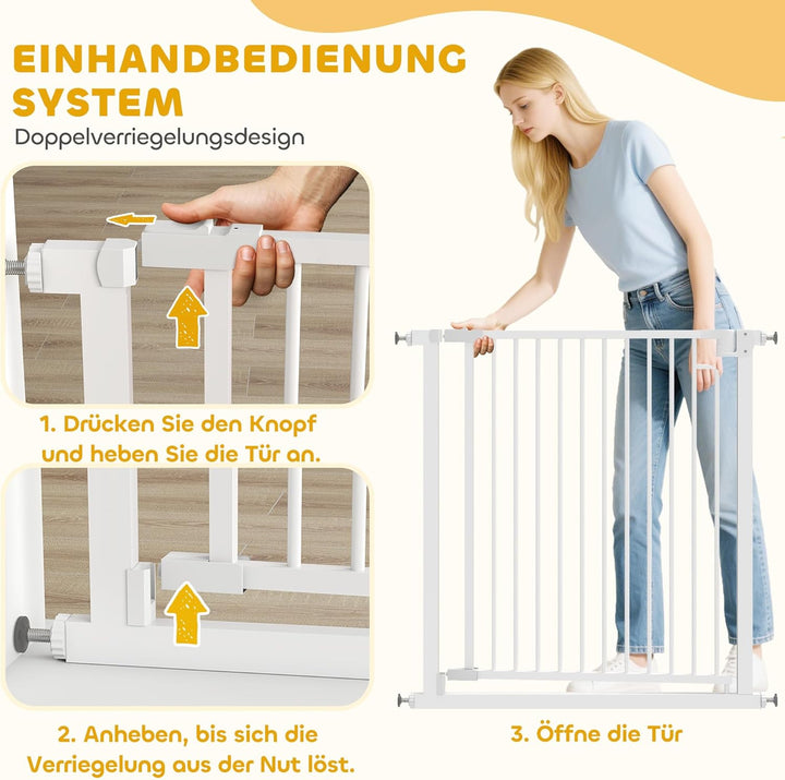 PawHut Treppenschutzgitter Absperrgitter Hund Schutzgitter ohne Bohren 76-80 x 76 cm Türschutzgitter