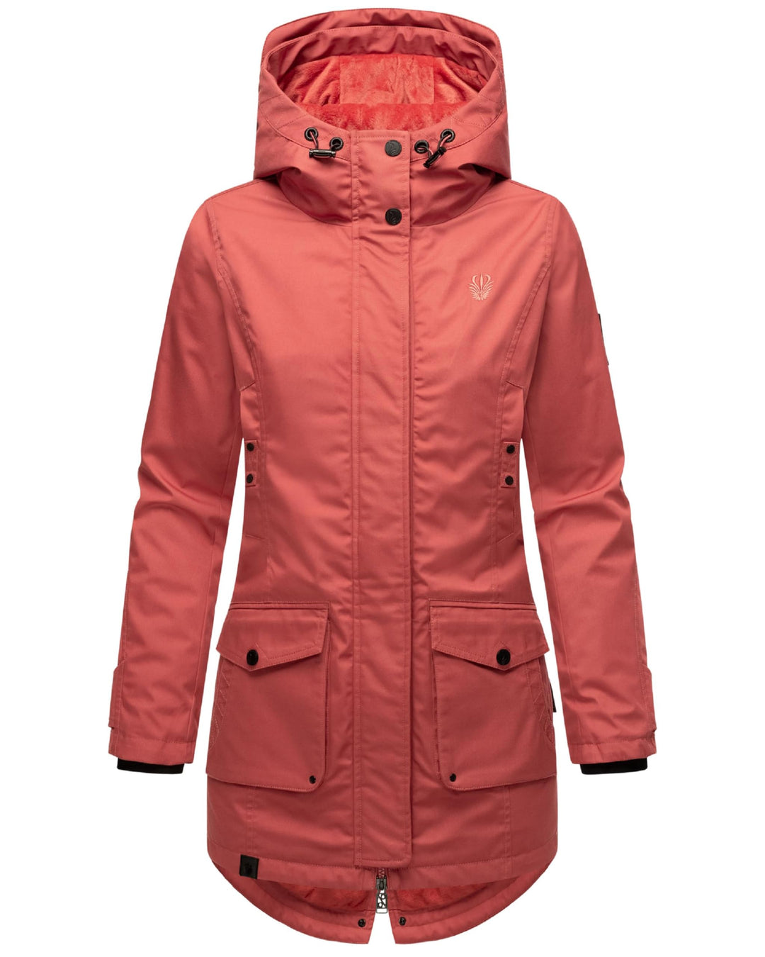 Navahoo Damen Übergangsjacke Warmer Kurzmantel Regenjacke wasserdicht mit Kapuze Brinjaa XS-XXL XS R