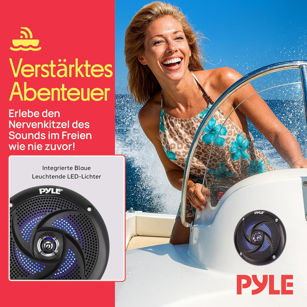 Pyle Marine Speakers - 4 Inch 2 Way Waterproof and Weather Resistant Outdoor Audio Stereo Sound Syst