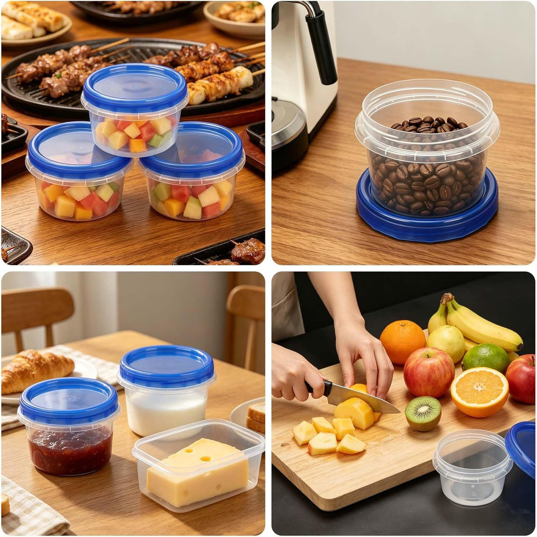 12 Stück Kleine Dosen mit Deckel Plastik,500ml Runde Kunststoff Portion Box Sets,Auslaufsichere Vorr