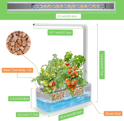 amzWOW Clizia Smart Garden - hydroponische anzuchtsysteme mit led pflanzenlampe - Automatisches Time