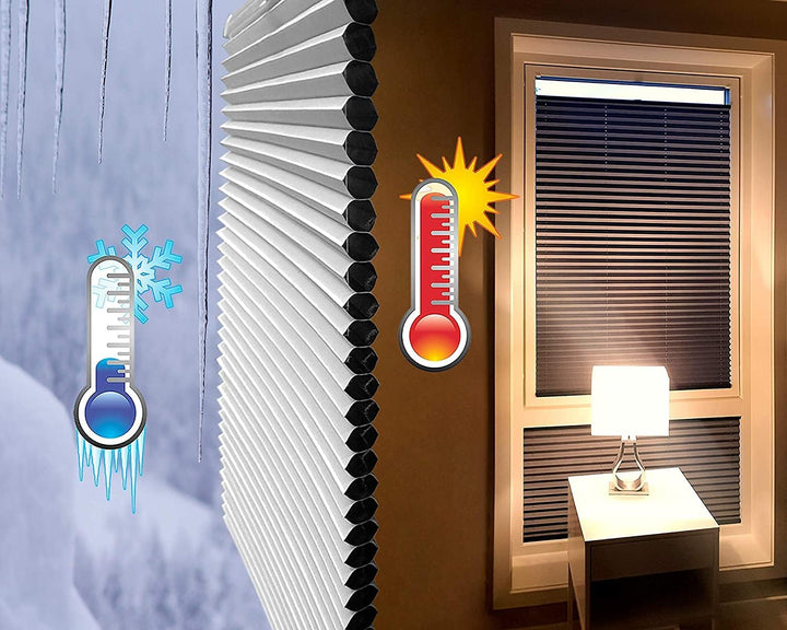 Wabenplissee nach Mass Verdunklung Thermo Plissee Kleben Ohne Bohren Weiss Rückseite Weiss Breite: 4