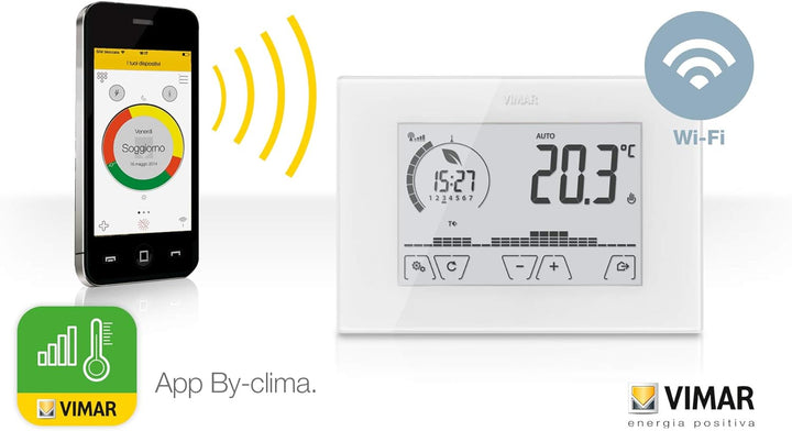 Vimar 02907 Touchscreen-WLAN-Thermostat für lokale oder erweiterte Regelung der Temperatur über dedi