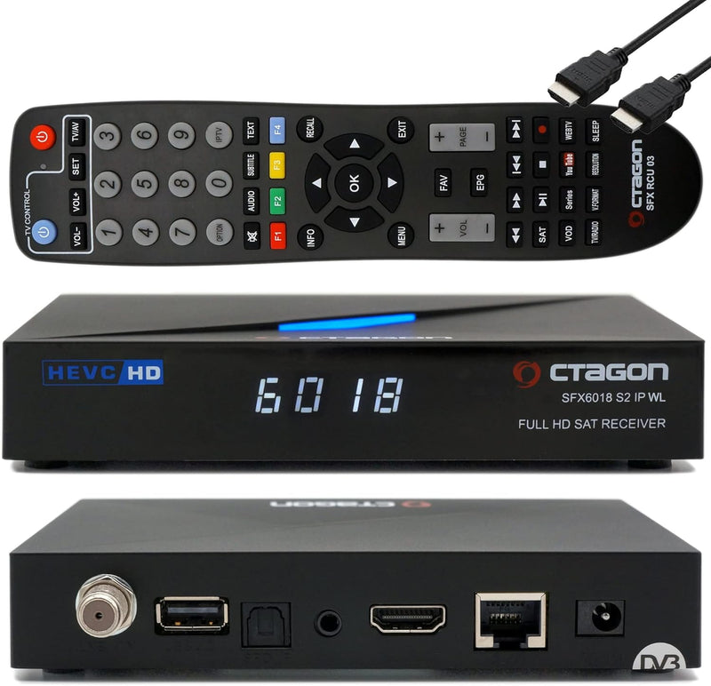 OCTAGON SFX6018 S2+IP WL H.265 HEVC 1x DVB-S2 HD E2 Linux Smart Receiver, Satelliten Receiver mit Au