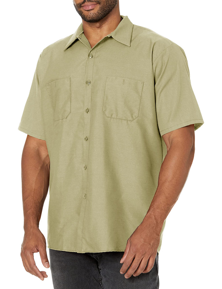 Red Kap Industrielles Arbeitshemd für Herren, Normale Passform, kurzärmelig XL Khaki, XL Khaki