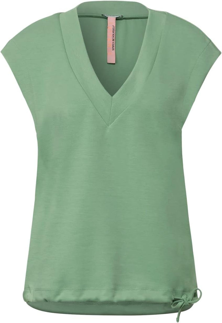 Street One Damen T-Shirt V-Ausschnitt 38 Washed Olive, 38 Washed Olive