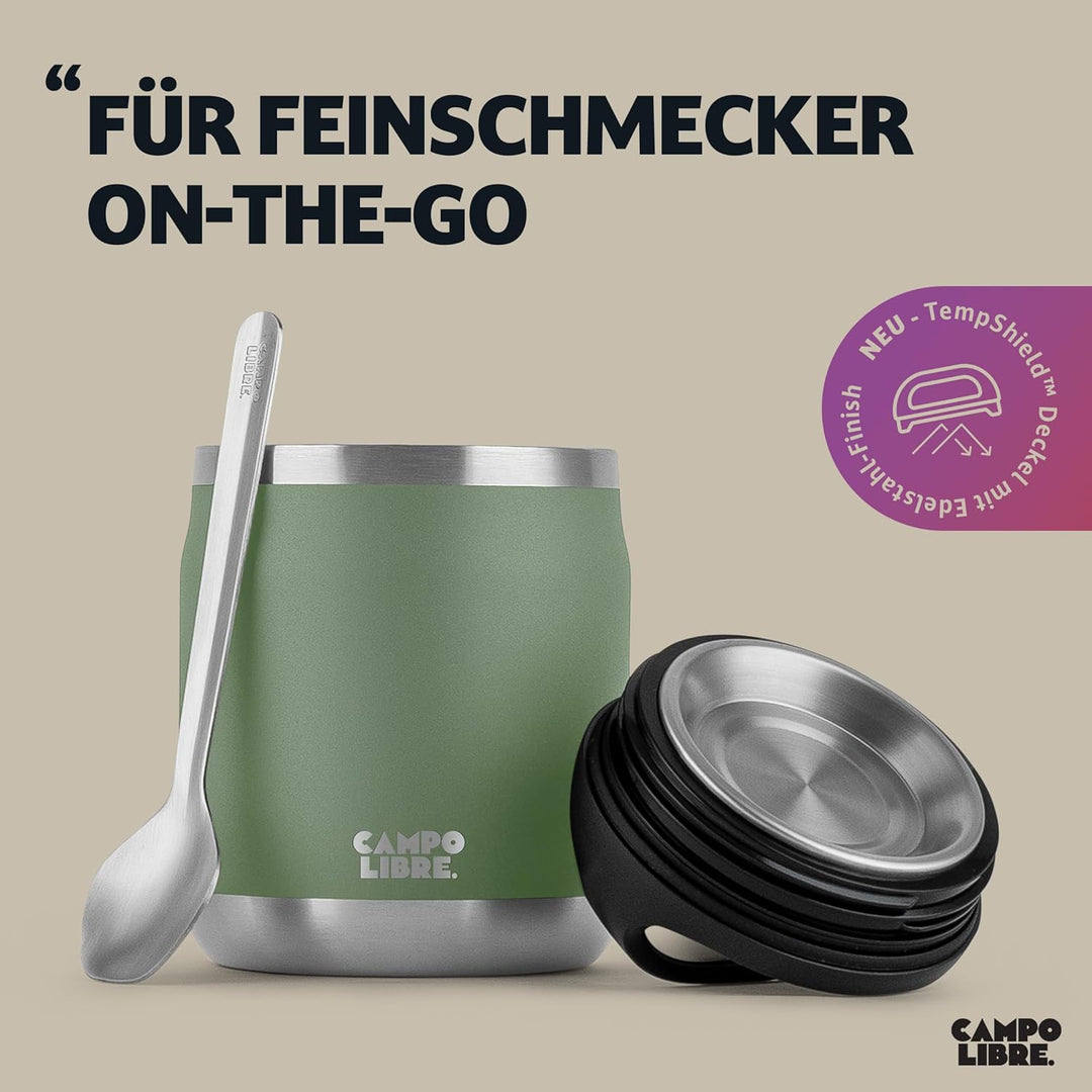 Campo Libre.® Lotta, Thermobehälter für Essen, Edelstahl Thermobecher Essen mit Löffel, Warmhaltebeh