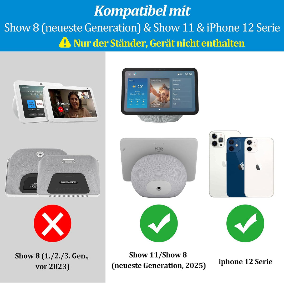 PlusAcc Ständer für Show 11/8 (neueste Gen.) – Verstellbarer Tischhalter mit Neigungsfunktion und Ru