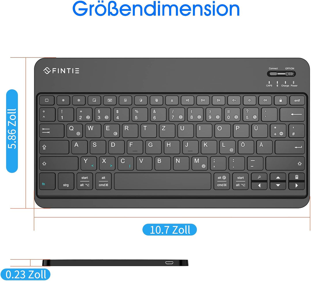 FINTIE Ultradünn Bluetooth Tastatur mit deutschem Layout QWERTZ für iPad Air/Pro/Mini/iPad 10.9/10.2