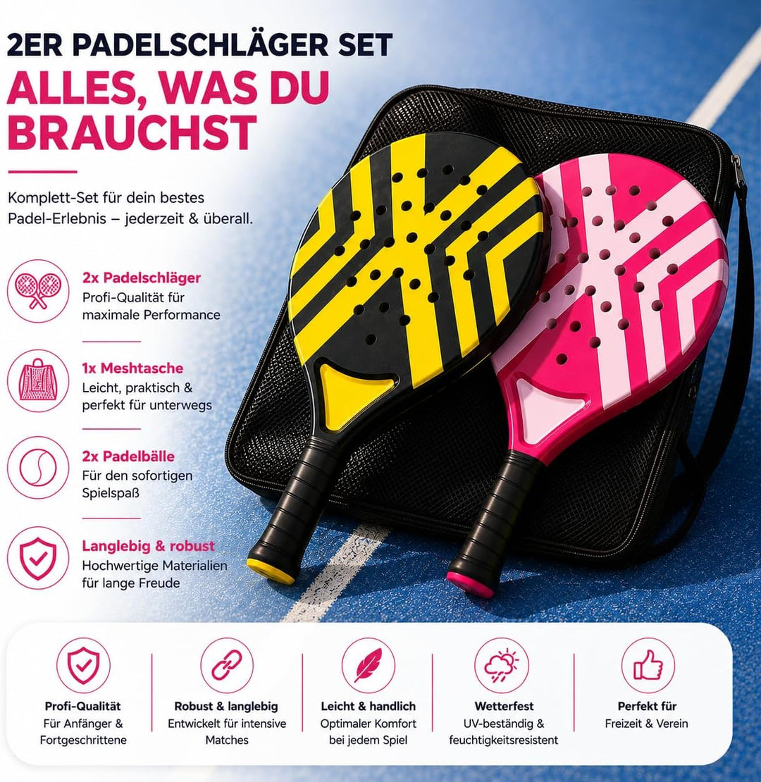 Padel Schläger Erwachsene Profi Racket Padelschläger Set mit Meshtasche Tennis Schläger für Anfänger