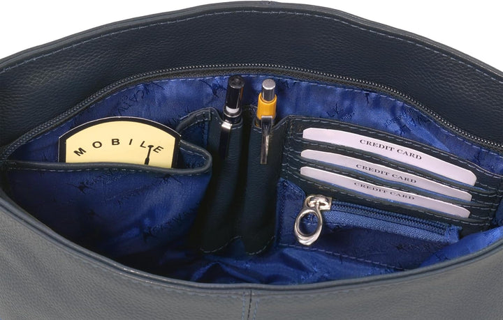 Catwalk Collection Handbags - Damen Umhängetasche Mittelgross - Crossbody Bag - Leder und Wildleder