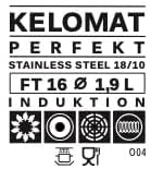 Kelomat, 1800-383, Fleischtopf mit Glasdeckel, 16cm 1.9L, Kelomat PERFEKT, LBH 25,2 x 17,5 x 16,5cm