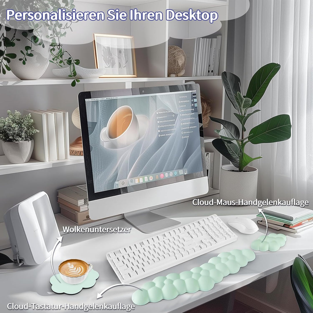 Sushret Handballenauflage Tastatur Wolke, Ergonomisches Handauflage Tastatur Wolke Mit PU Leder Memo