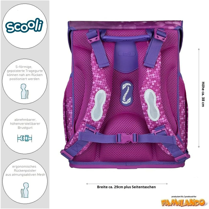 Familando Mädchen Schulranzen 1. Klasse · Scooli Campus Fit Schultasche · ergonomisch & leicht · Kin