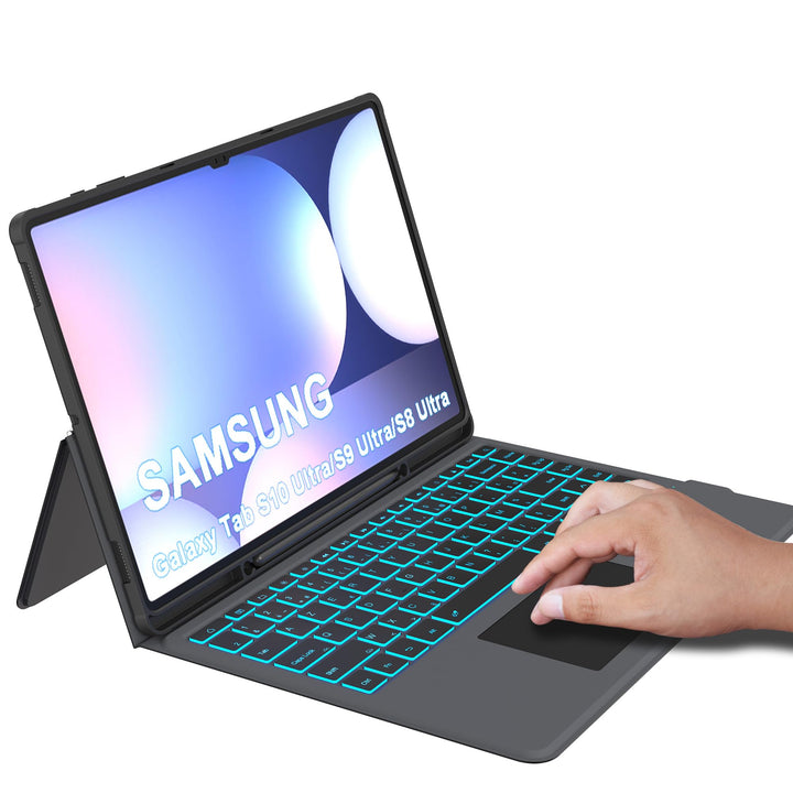 für Samsung Galaxy Tab S10 Ultra/S9 Ultra/S8 Ultra 14,6 Zoll Tastatur Hülle - 7 Farbige Beleuchtete