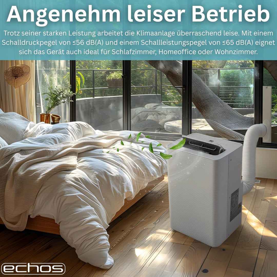 Echos® Mobile Klimaanlage 12.000 BTU mit Abluftschlauch WiFi & Fensterabdichtung Mobiles Klimagerät