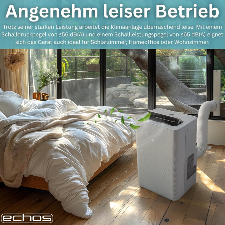 Echos® Mobile Klimaanlage 12.000 BTU mit Abluftschlauch WiFi & Fensterabdichtung Mobiles Klimagerät