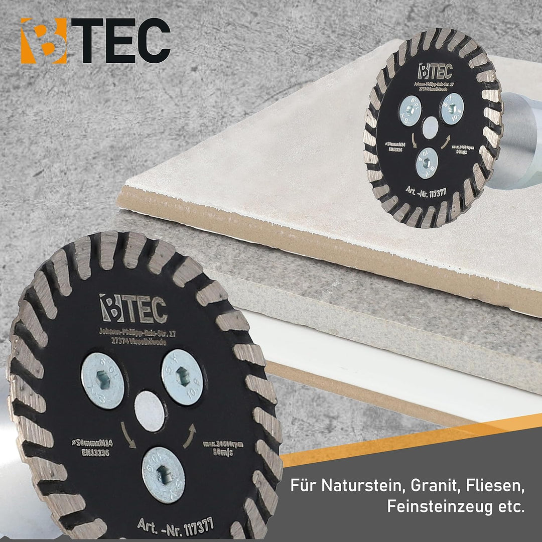 Diamant-Trennscheibe Fliesentrennscheibe Mini Turbo Fliese 50mm M-14 Aufnahme BTEC