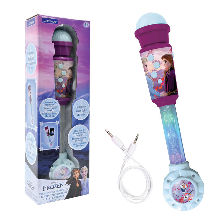 Lexibook Frozen Die Eiskönigin Aufleuchtendes Mikrofon für Kinder, musikalisches Spiel, integrierte