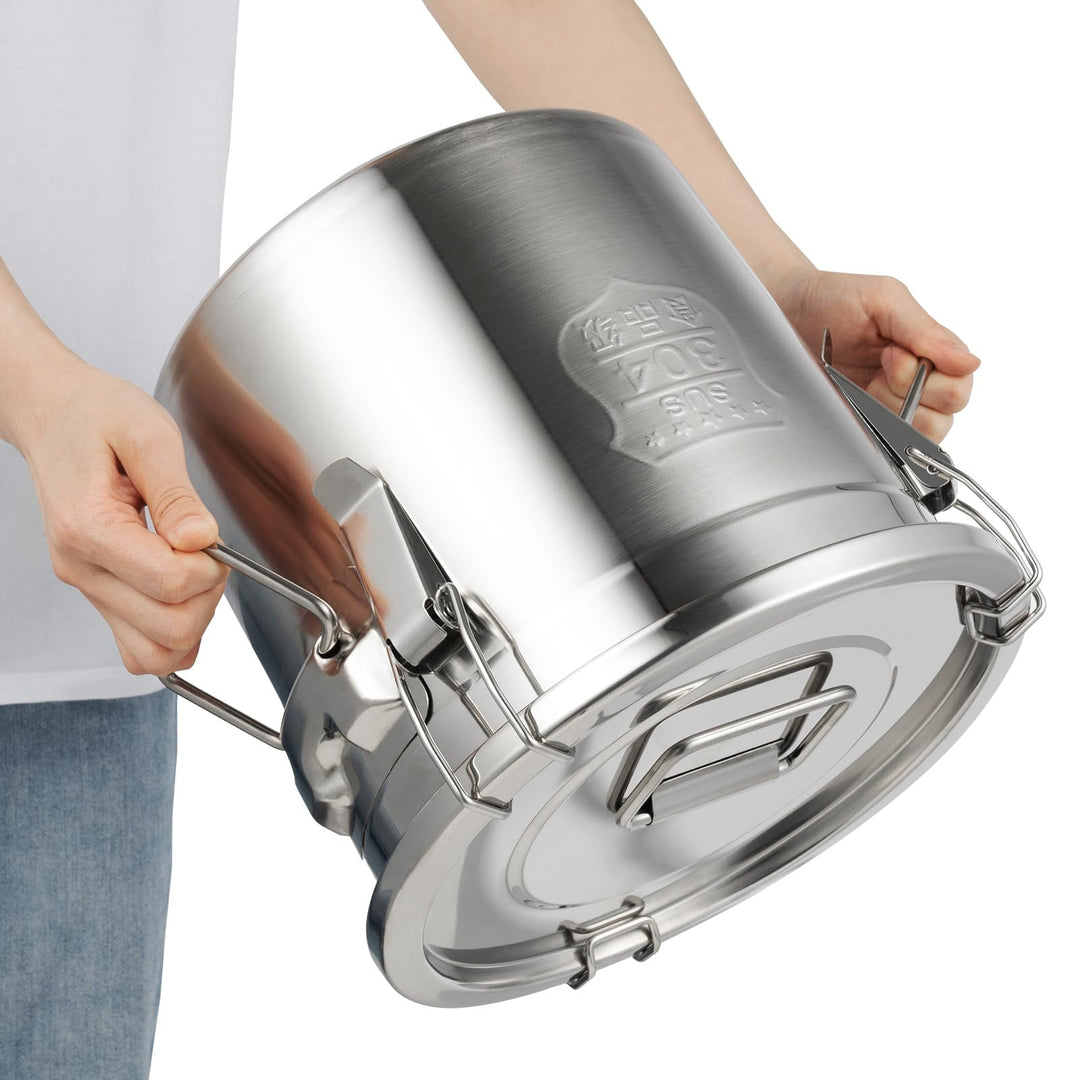12L Luftdichter Eimer mit Deckel, Lebensmittel Edelstahl Eimer Küche Getreidebehälter, Behälter Mehl