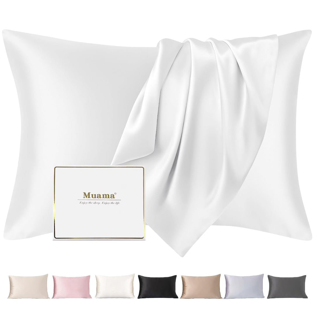 Silk Pillowcase, Muama Seidenkissenbezug für Haar und Haut mit verstecktem Reissverschluss, beide Se