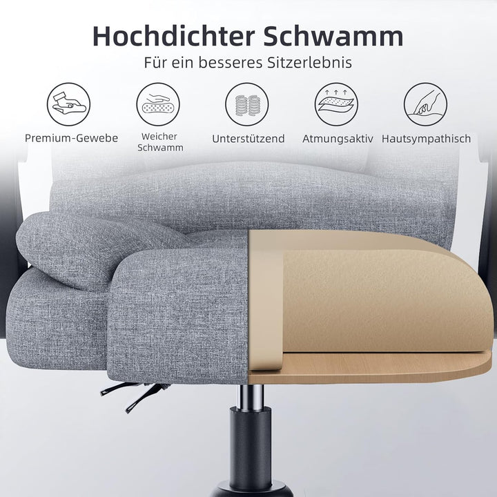 rattantree Ergonomischer Bürostuhl, Schreibtischstuhl, PC Computerstuhl mit Gepolsterter Armlehne un
