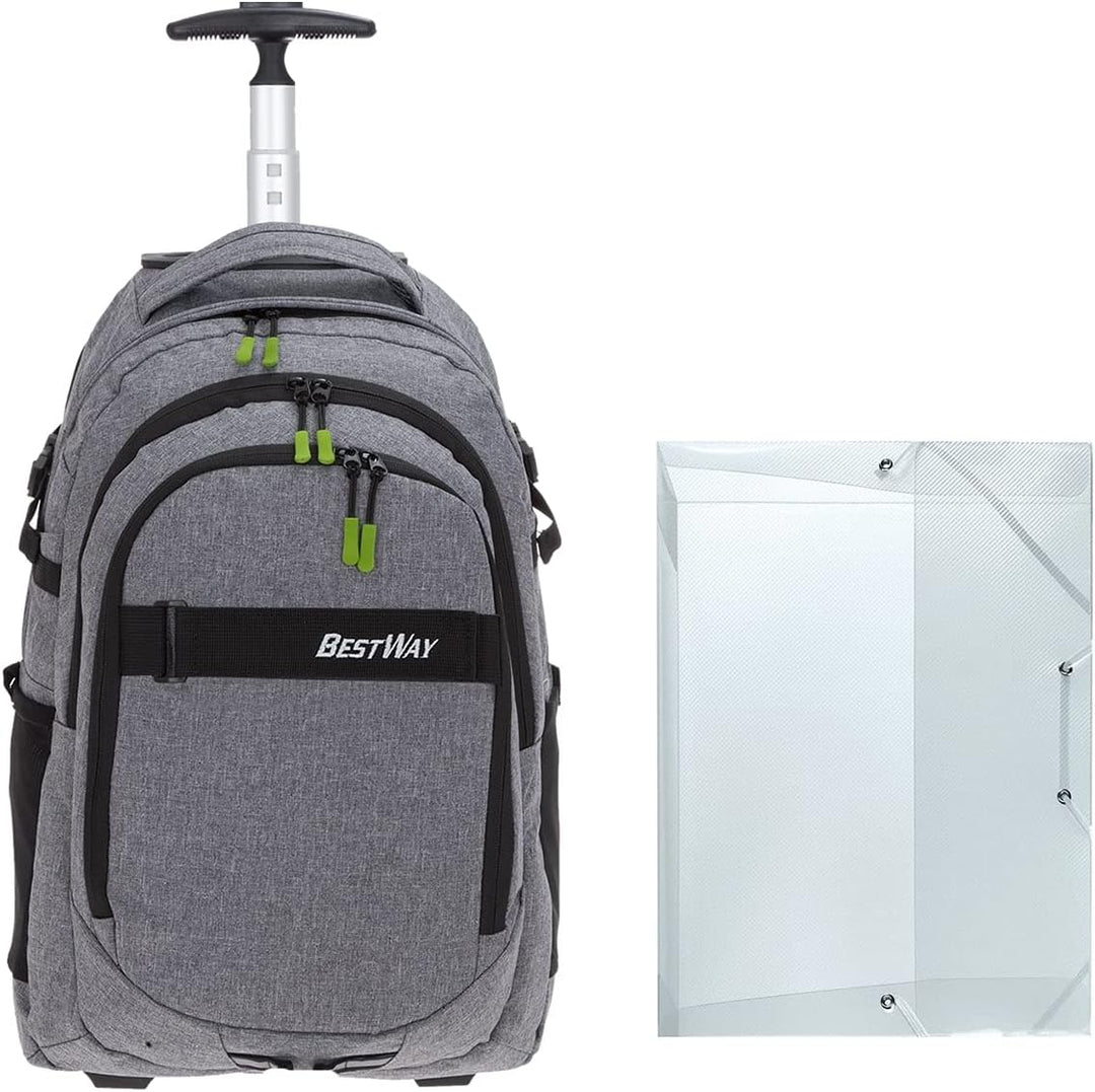 Bestway Schultrolley Mädchen Jungen Trolley Schulrucksack 2 Teile Set Packer Evo + Heftmappe A4 Dark