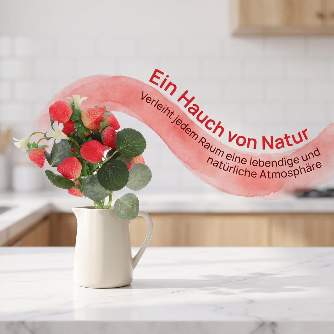 IMIKEYA 2 Stück Künstliche Erdbeerblumenstrauss aus PVC mit Lebensechtem Aussehen und Lebendigen Far