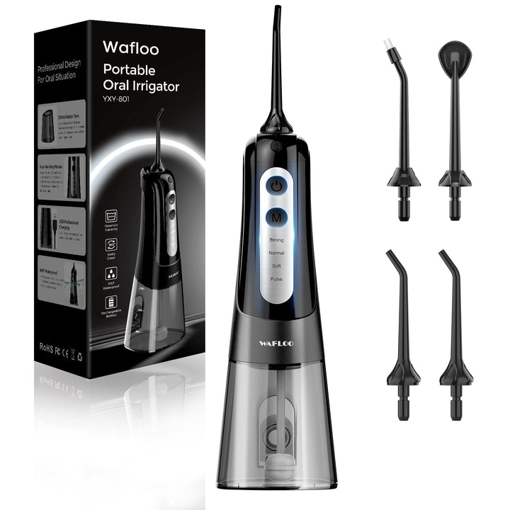 Munddusche Kabellos, Tragbarer Water Flosser mit 4 Modi & 8 Jet-Düsen,Munddusche Testsieger 2025,Zah