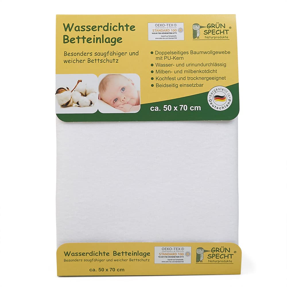 GRÜNSPECHT Bio-Betteinlage 50x70cm, Matratzenschutz & wasserdichte Betteinlage 50x70cm, Matratzensch