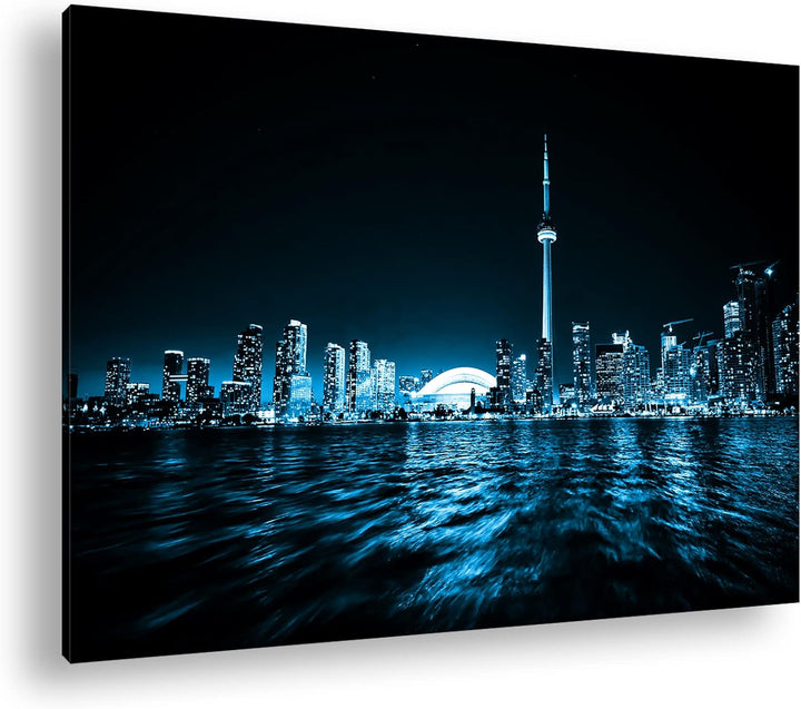 deyoli farbenfrohe Küste von Toronto Format: 80x60 Effekt: Monocrome Blau als Leinwand, Motiv fertig