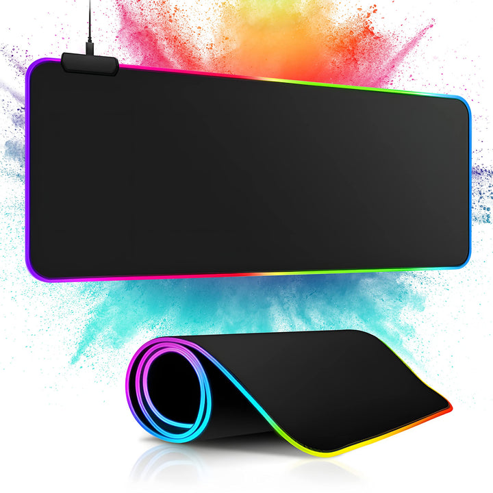 m MU Gaming Mauspad RGB, Mousepad 800x300mm, XXL Gaming Mousepad gross, 13 Beleuchtungs Modi 7 LED F