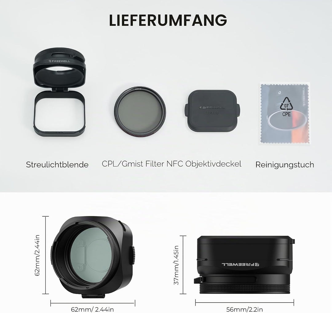 Freewell Die echte Gegenlichtblende für Ricoh GRIIIX GR3X - CPL/Nebelfilter, berührungslose Filterbe