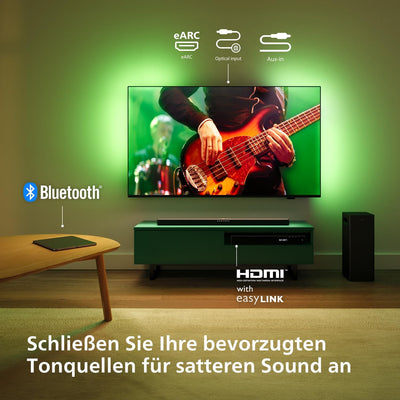 Philips TAB6309 Soundbar 2.1 mit drahtlosem Subwoofer - 2,1 Kanal 320W, DTS Virtual X, Bluetooth 5.4