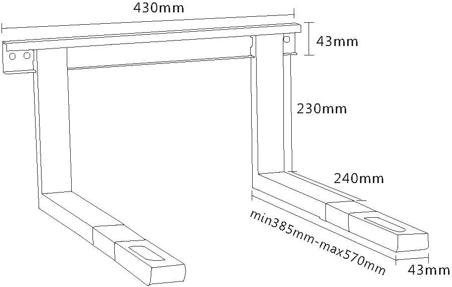 ARLI Mikrowellenhalterung grau/silber – Wandhalterung für Mikrowelle Grillofen bis 35 kg Ablage Mikr