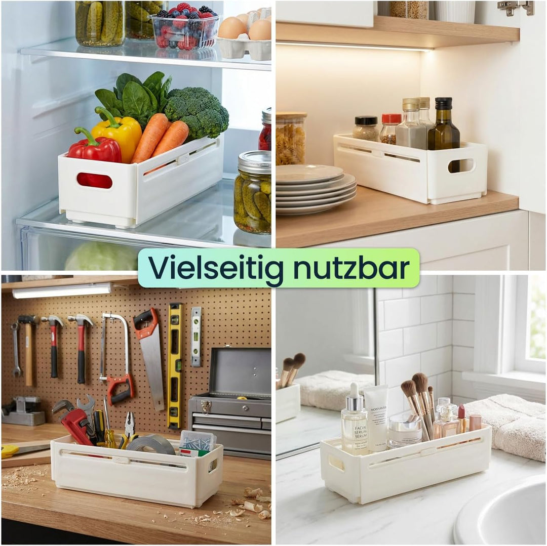 ideoon 12er-Set Kühlschrank-Organizer Ausziehbar (28-48 cm) – Anpassbarer Regal-Einsatz für Ordnung