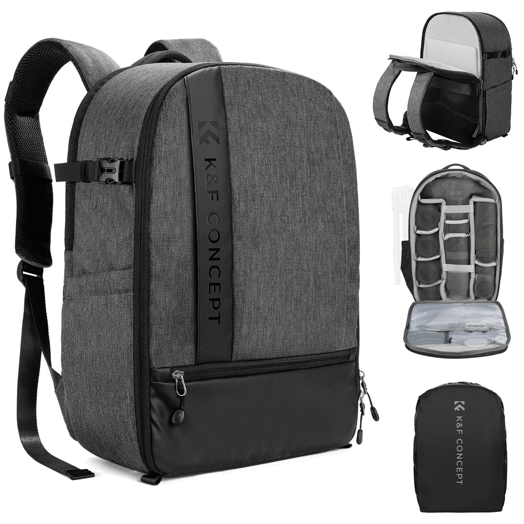 K&F CONCEPT 18L Kamerarucksack, Fotorucksack mit 15.6 Zoll Laptopfach, Grosse Kapazität Camera Backp