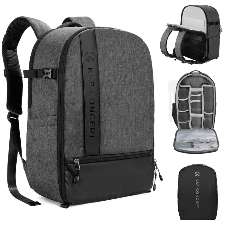 K&F CONCEPT 18L Kamerarucksack, Fotorucksack mit 15.6 Zoll Laptopfach, Grosse Kapazität Camera Backp
