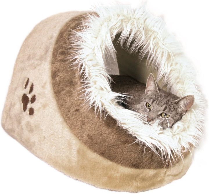 TRIXIE Pet Products Minou Cuddly Cat Bed Pet Products Minou Katzenbett 36281 medium beige / braun L