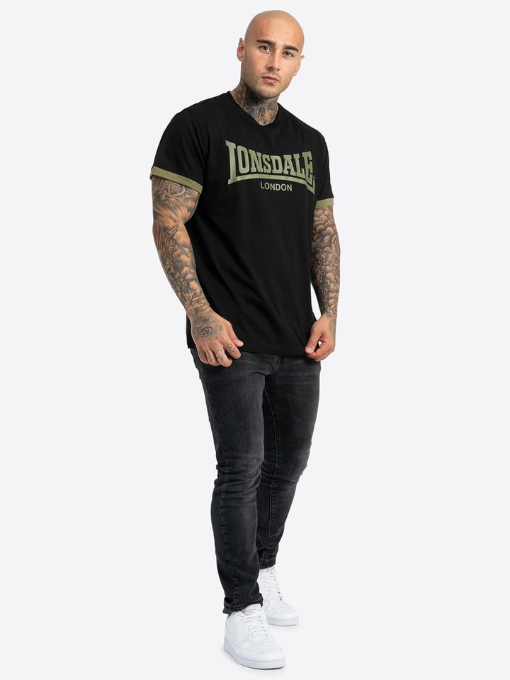 Lonsdale Herren Townhead T-Shirt M Black/Olive, M Black/Olive