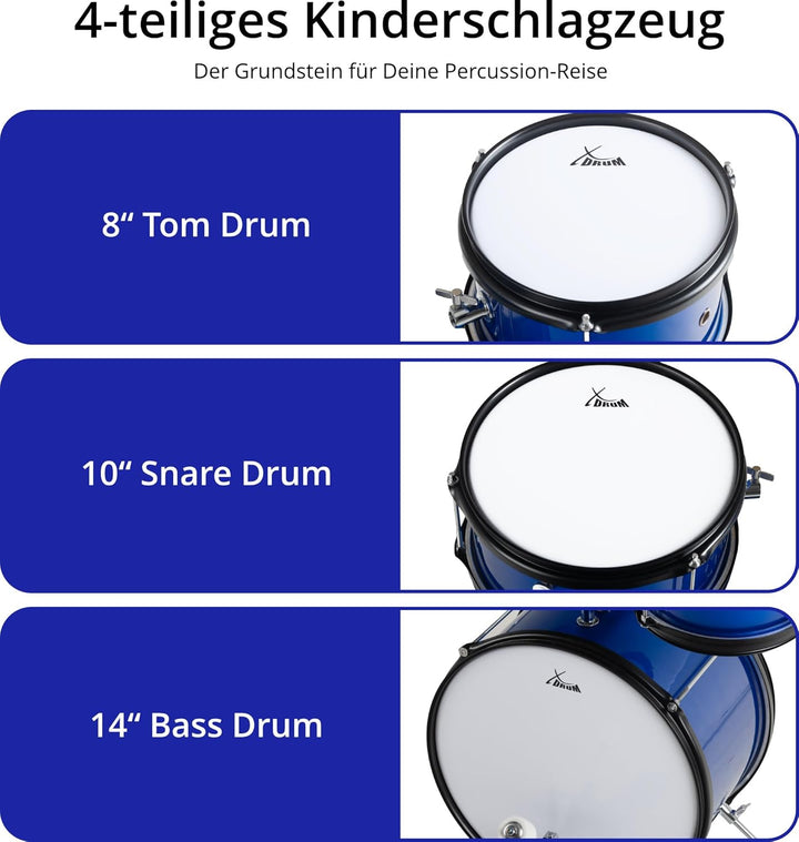 XDrum Junior KIDS Schlagzeug inkl. Schule - Kompaktes Kinderschlagzeug - Für Kinder im Alter von 3-5