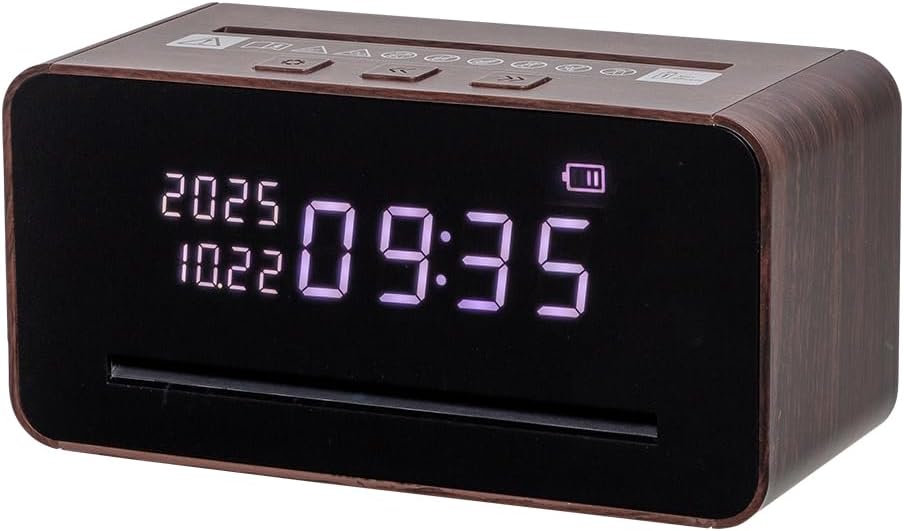 Tisch-Aktenvernichter mit Uhr – Kompakter Mini-Shredder P2, USB-Akku, Digitaluhr mit Datum, Streifen
