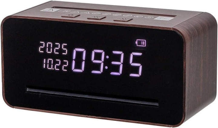 Tisch-Aktenvernichter mit Uhr – Kompakter Mini-Shredder P2, USB-Akku, Digitaluhr mit Datum, Streifen