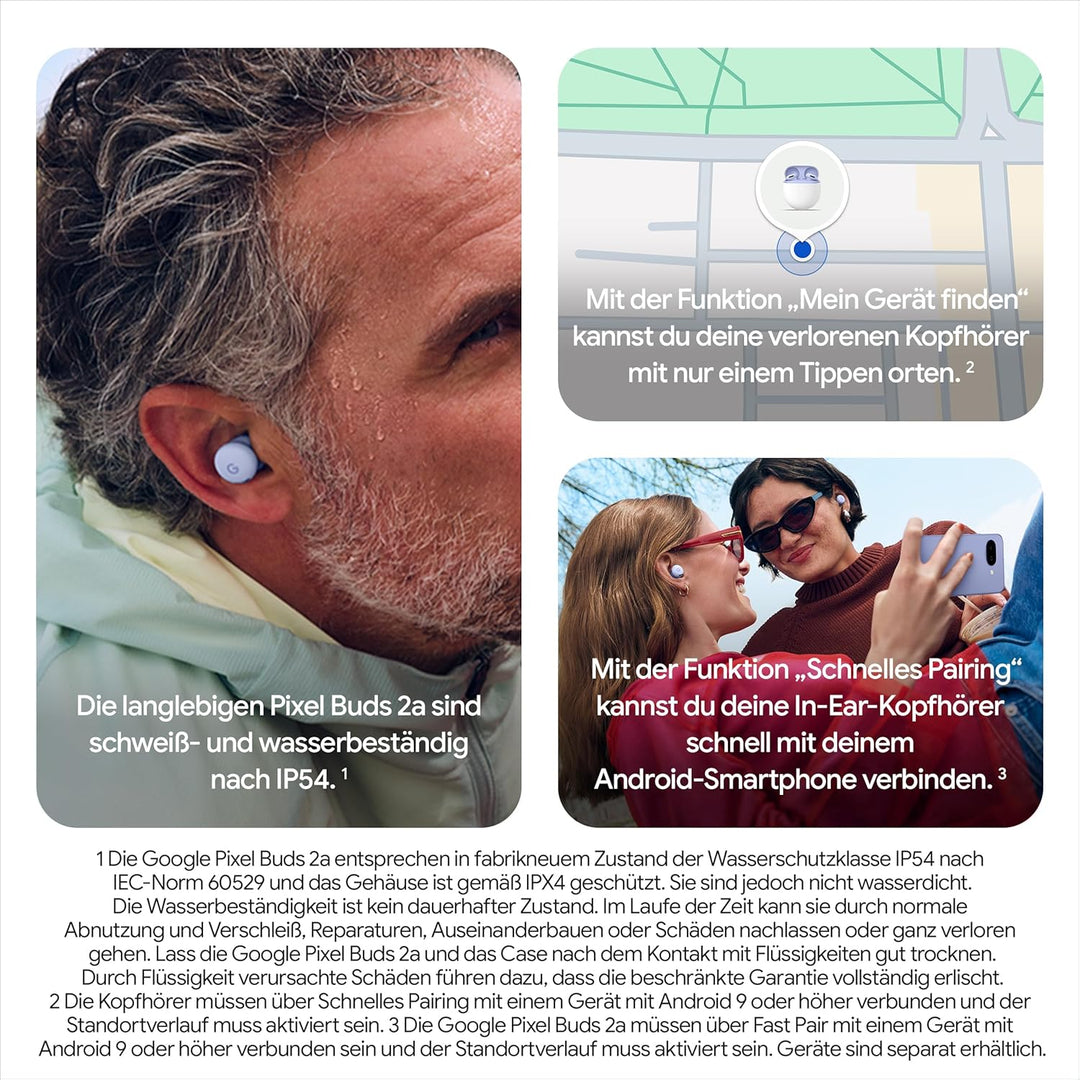 Google Pixel Buds 2a – Kabellose Kopfhörer mit aktiver Geräuschunterdrückung – Leicht und bequem – W