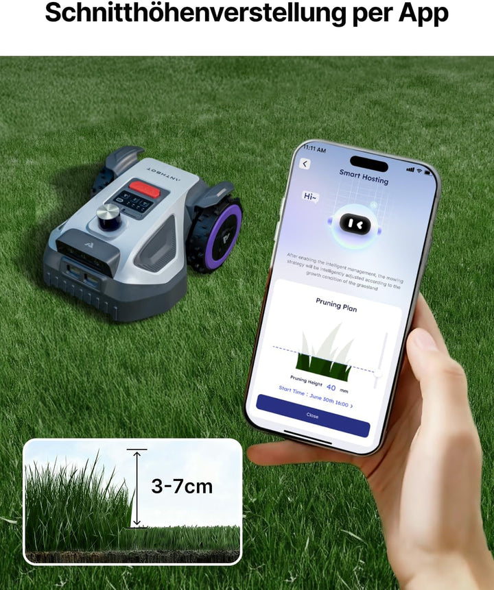 ANTHBOT M5 LiDAR Mähroboter ohne Begrenzungskabel – Hinstellen & Loslegen in 3 Min. – 360° LiDAR & D