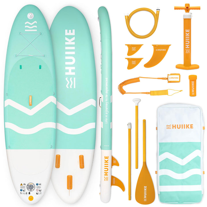 HUIIKE Stand Up Paddling Board mit Zubehör, Paddel, Finnen, Leash, Pumpe, Rucksack. SUP-Board Aufbla