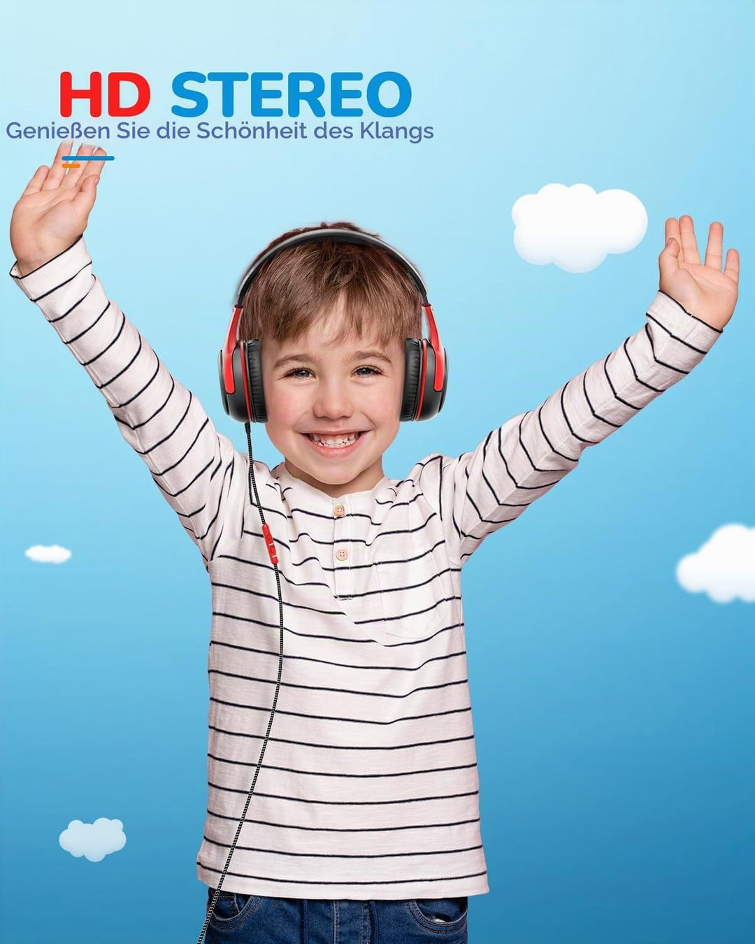 awatrue Kinder Kopfhörer, Kinderkopfhörer mit Kabel, Over Ear Kopfhörer Kinder für Schule/Reisen/PC/
