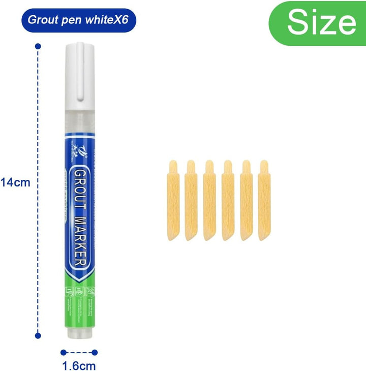 INF Fliesen Fugenstift 6er-Pack: Wasserdichter Fugenreparaturstift für Fliesenrestaurierung